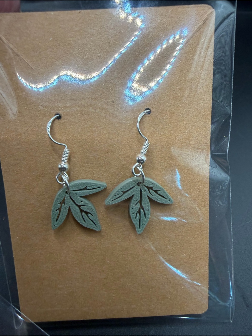 Green Leaf Drop Earrings — Nature-Inspired Dangle